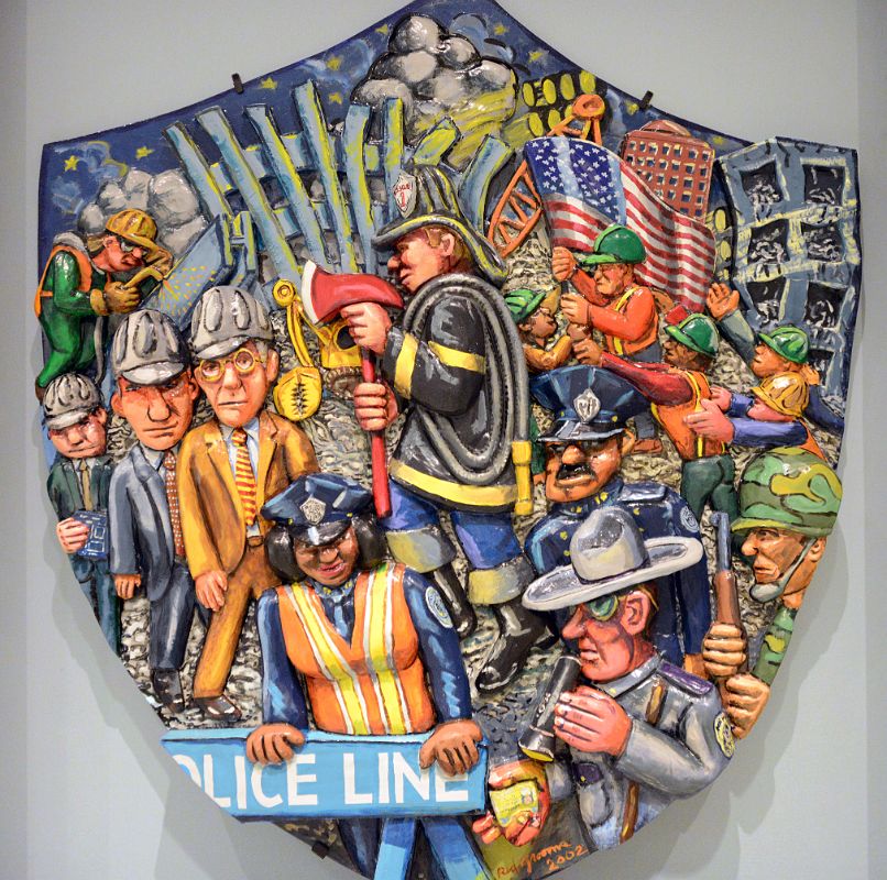 36 The Shield By Red Grooms 2002 Combines Painting And Sculpture In Tribute To The Recovery Workers At Ground Zero In South Tower Gallery 911 Museum New York